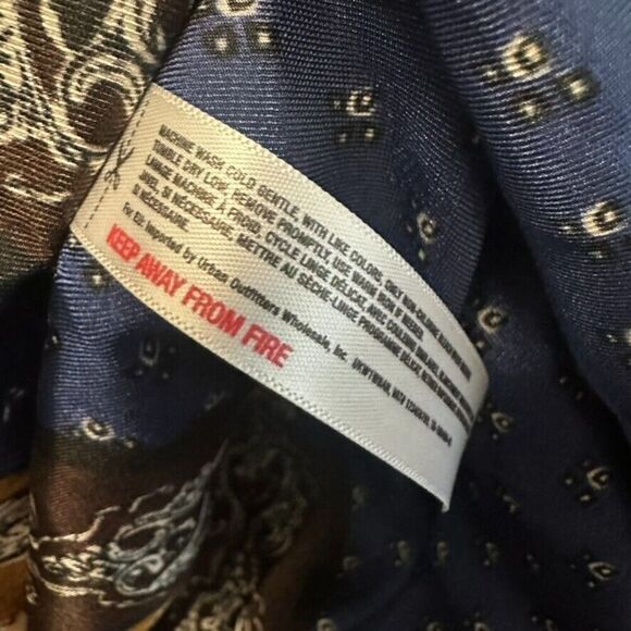 Free People Mon Cheri Silky Patchwork Kimono Women's OS Blue Multi Boho Hippie - Picture 4 of 6